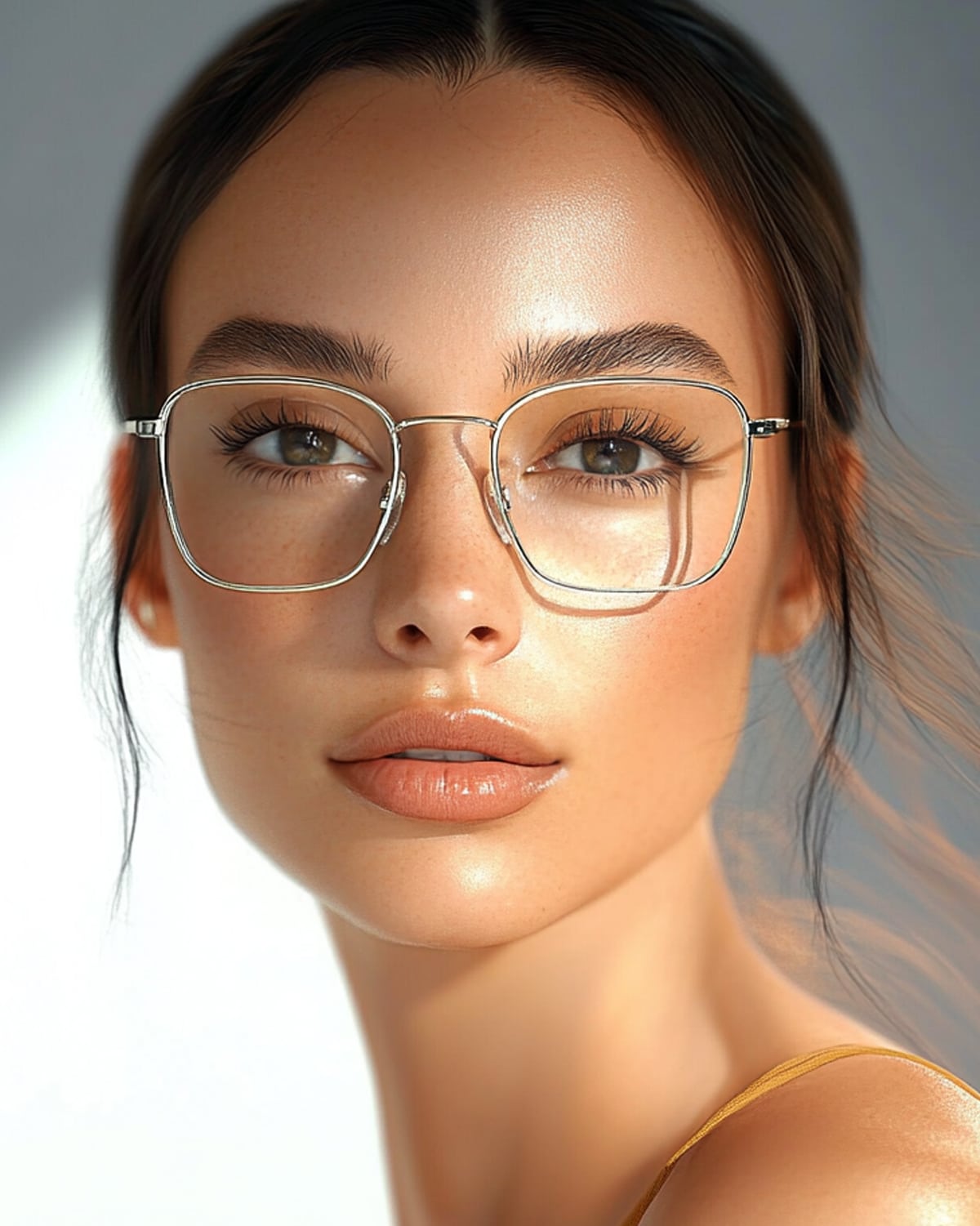 mężczyzna zakłada okulary antyalergiczne z przezroczystymi soczewkami filtrującymi pyłki