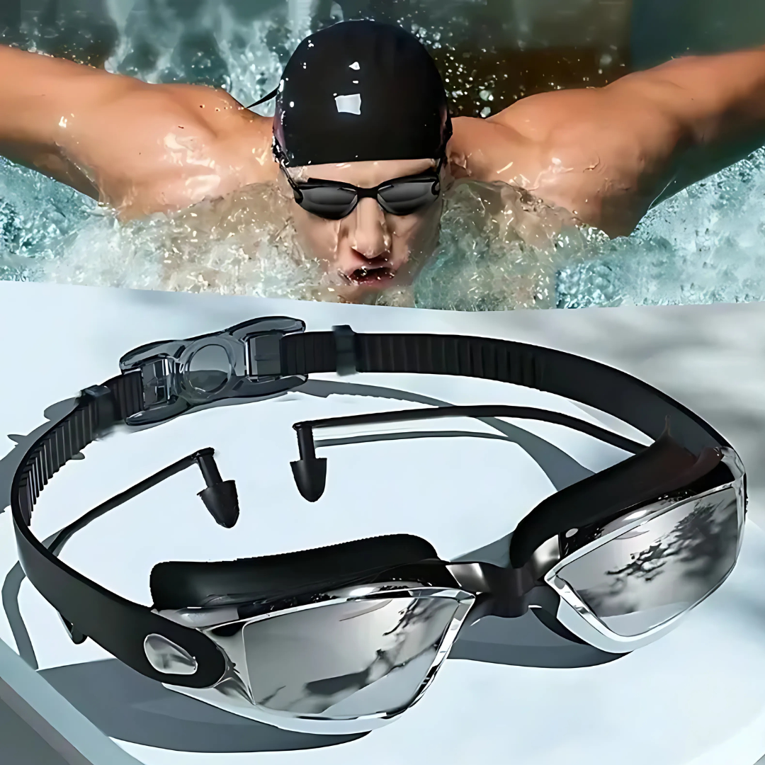 kobieta płucząca okulary pływackie pod bieżącą wodą w umywalce